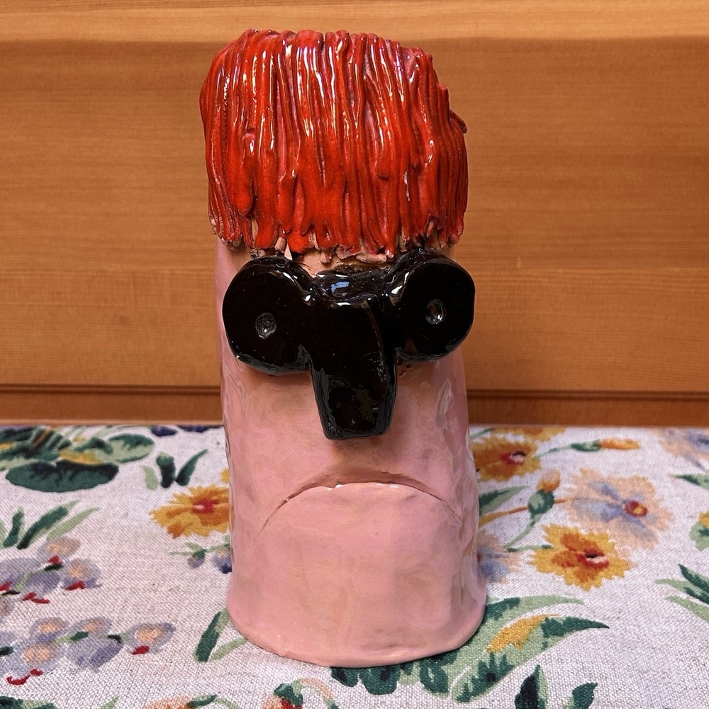 Muppets Beeker Pottery Art Sculpture Weird Handmade Abstract Face Goggles Quirky